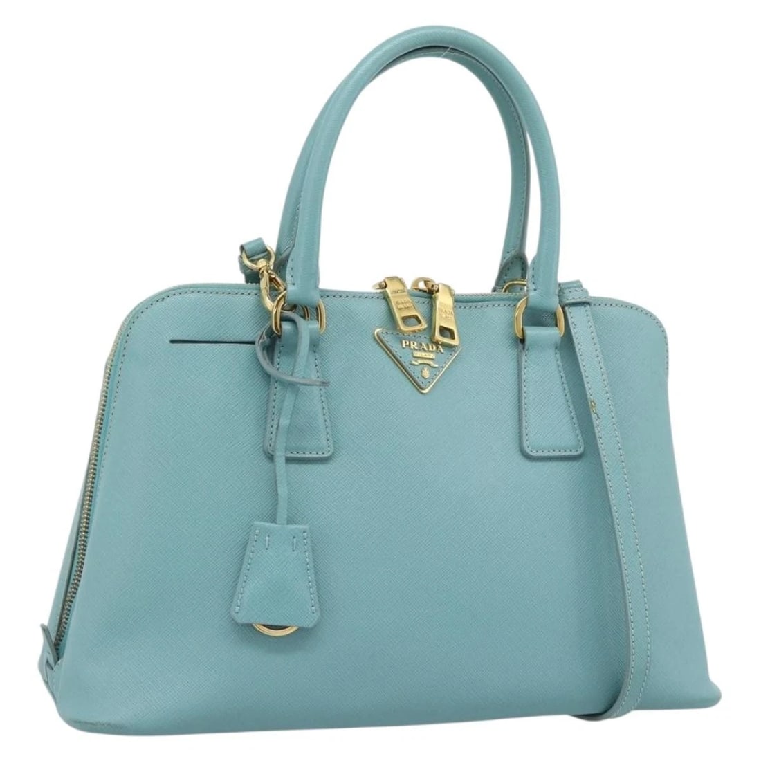 PRADA HAND BAG SAFIANO LEATHER 2WAY TURQUOISE BLUE (1 of 5)