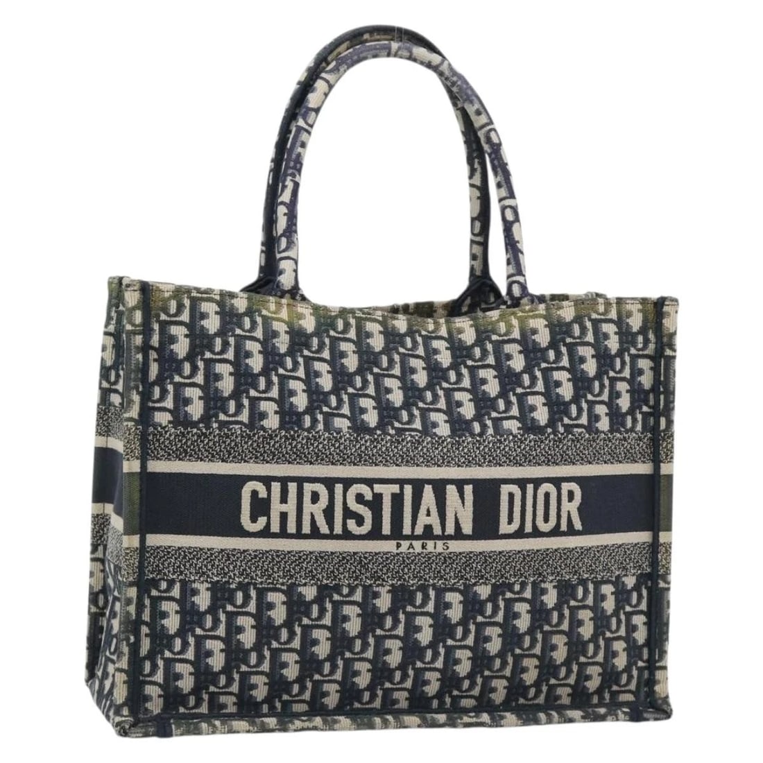 CHRISTIAN DIOR TROTTER CANVAS OBLIQUE BOOK HAND BAG: Christian Dior Trotter Canvas Oblique Book Hand Bag Brand: Christian Dior Type/Style: Hand Bag Material: Trotter Canvas Color: Navy Size: W13.8 x H10.6 x D6.3inch(Approx) Accessories: None