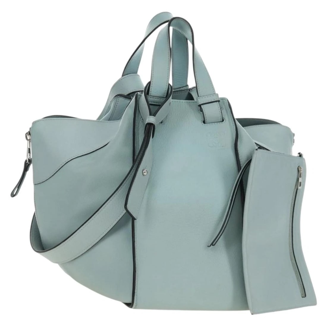 LOEWE HAMMOCK HAND BAG LEATHER 2WAY LIGHT BLUE: LOEWE Hammock Hand Bag Leather 2way Light Blue Brand: LOEWE Type/Style: Hand Bag Material: Leather Color: Light Blue/Silver Size: W15.4 x H11.8 x D11.8inch(Approx) Accessories: None Access