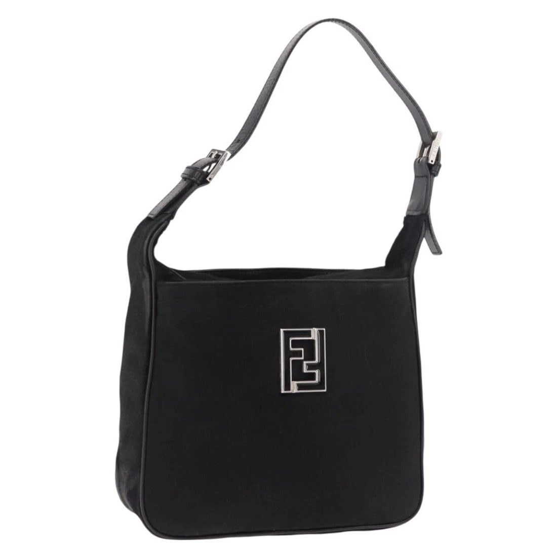 FENDI SHOULDER BAG HARAKO LEATHER BLACK SILVER: FENDI Shoulder Bag Harako leather Black Silver Brand: FENDI Type/Style: Shoulder Bag Material: Unborn Calf Skin Color: Black/Silver Size: W10.2 x H9.8 x D3.1inch(Approx) Accessories: None