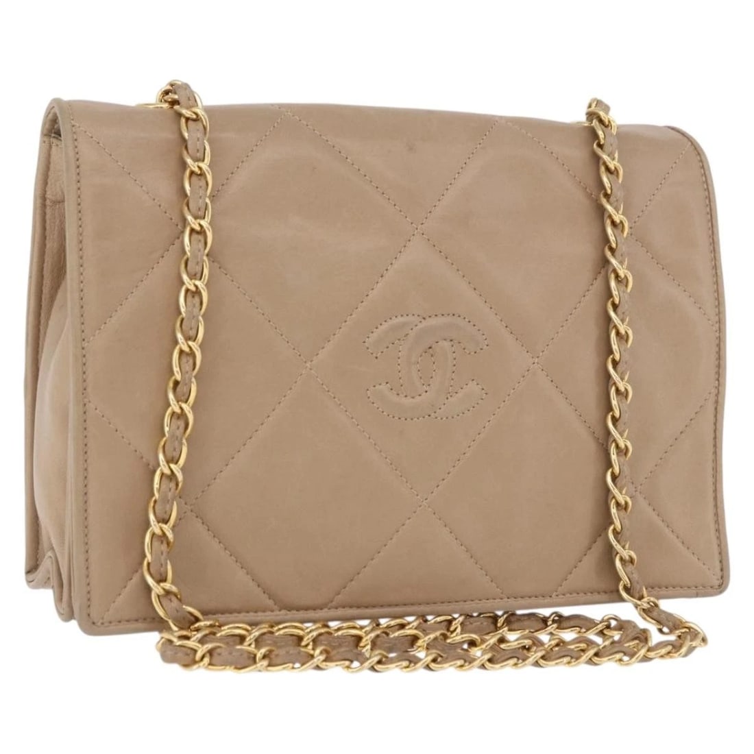 CHANEL MATELASSE CHAIN SHOULDER BAG LAMB SKIN BEIGE: CHANEL Matelasse Chain Shoulder Bag Lamb Skin Beige Brand: CHANEL Type/Style: Shoulder Bag Material: Lamb Skin Color: Beige/Gold Size: W9.1 x H6.3 x D2.4inch(Approx) Accessories: None Acce