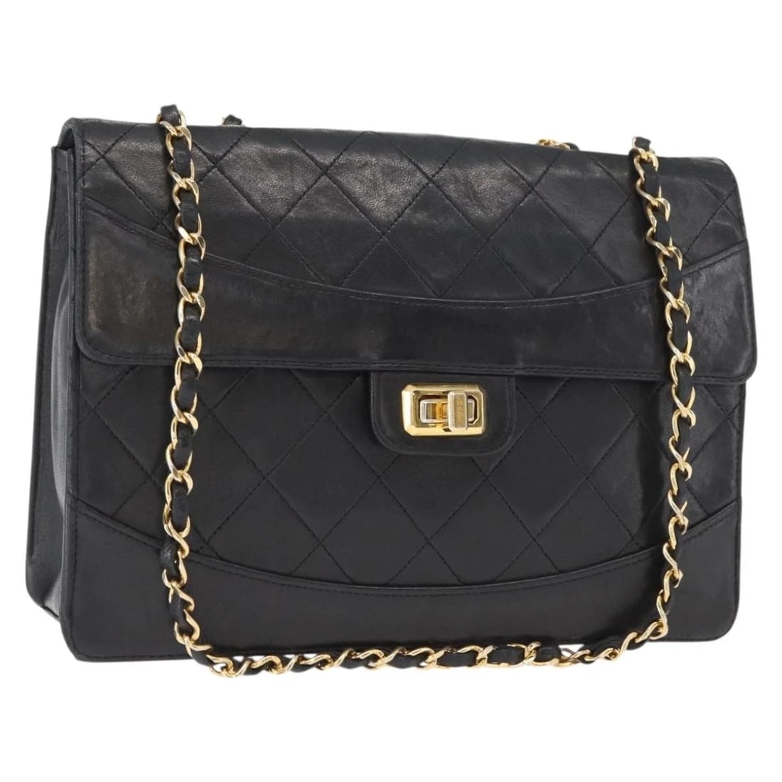 CHANEL MATELASSE CHAIN SHOULDER BAG: CHANEL Matelasse Chain Shoulder Bag Brand: CHANEL Type/Style: Shoulder Bag Material: Lamb Skin Color: Black/Gold Size: W10.2 x H7.1 x D3.1inch Accessories: None Accessories Notice: When pu