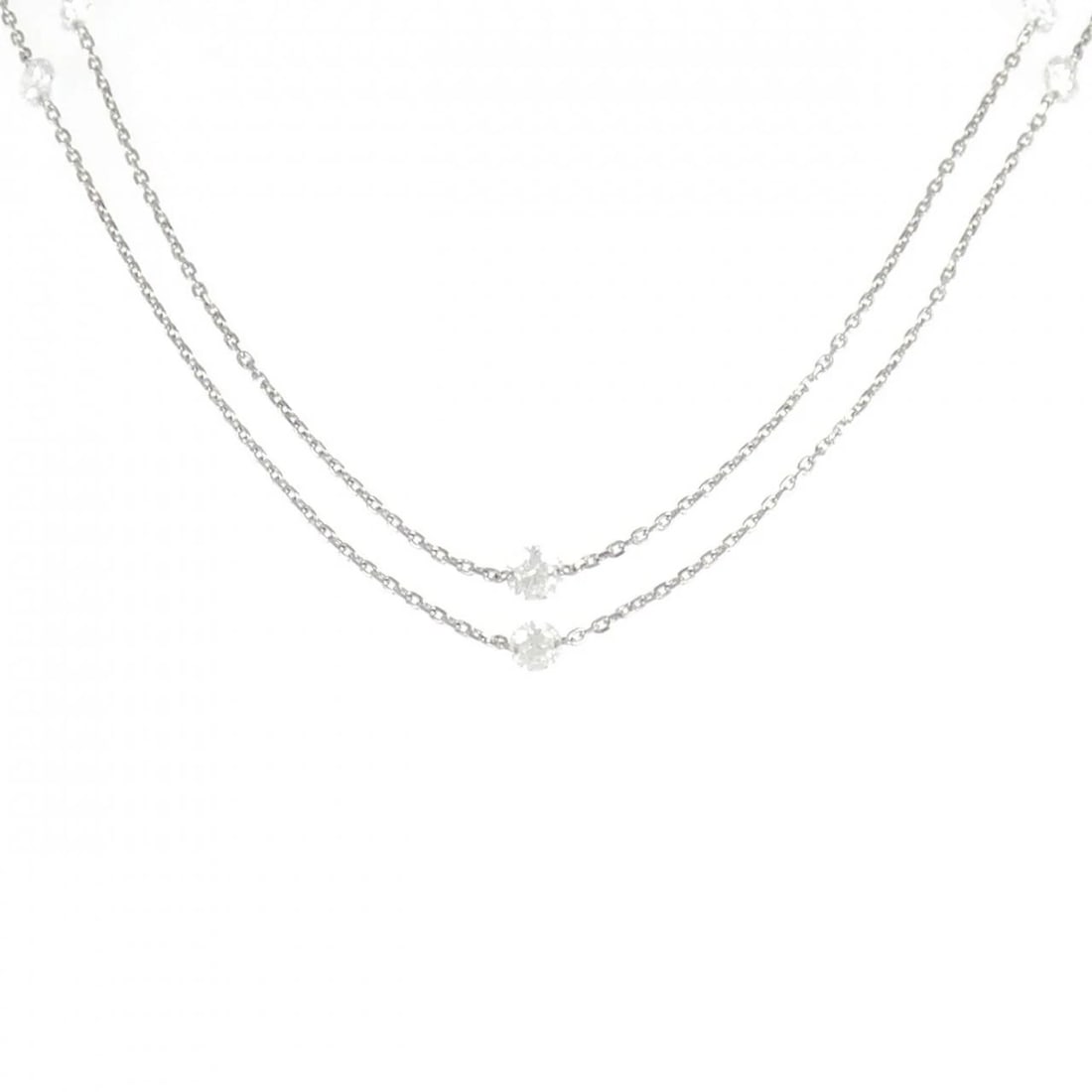 K18WG DIAMOND NECKLACE: K18WG Diamond Necklace Brand: Unbranded Type/Style: Diamond Necklace Material: K18WG, Color: WG Size: Actual Size Motif maximum width approx.: 3.7mm Chain maximum width approx.: 1.0mm Size 89cm