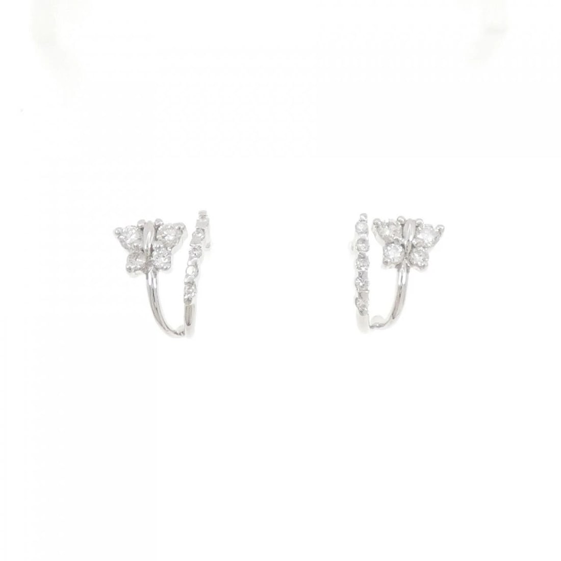 K18WG BUTTERFLY DIAMOND PIERCE: K18WG Butterfly Diamond Pierce Brand: Unbranded Type/Style: Diamond Pierce/Earring Material: K18WG, Color: WG Size: Actual Size Approx. height x width: 11.9mm x 9.2mm Accessories: None Acc