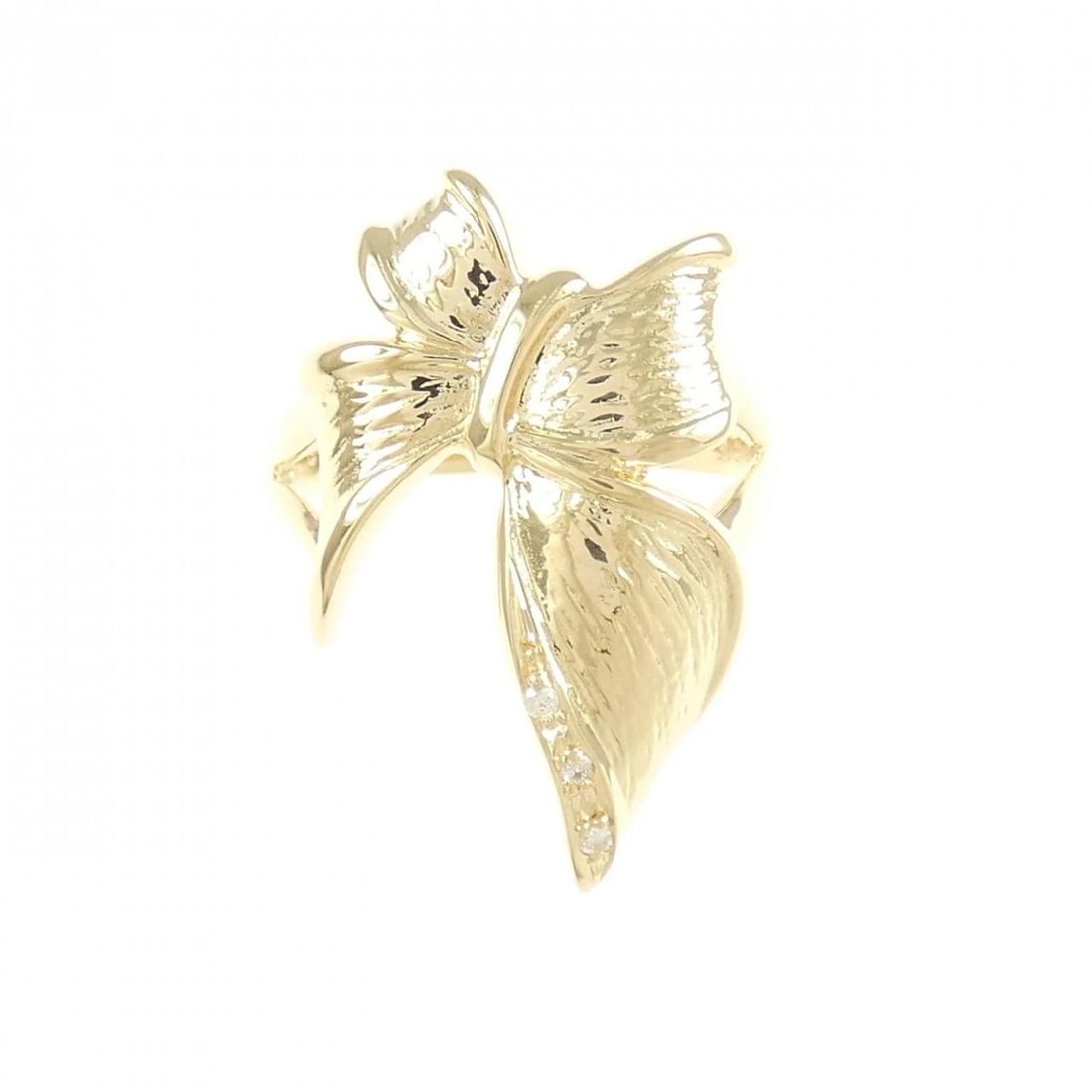 K18YG RIBBON DIAMOND RING - 2