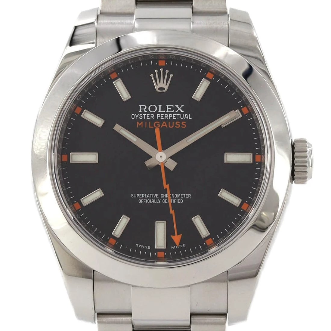 ROLEX MILGAUSS STAINLESS STEEL MECHANICAL AUTOMATIC WATCH: Rolex Milgauss Stainless Steel Mechanical Automatic Watch Brand: ROLEX Type/Style: Wrist watch Material: Case: Stainless Steel Breath: Stainless Steel Color: Dial color Black Size: Case diameter: Appr