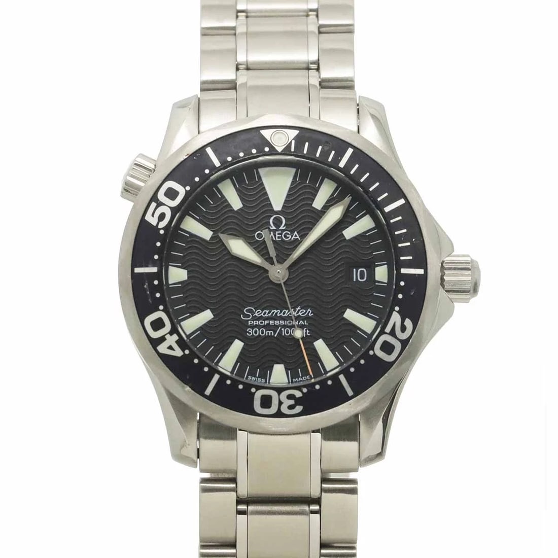 OMEGA SEAMASTER DATE QUARTZ BLACK DIAL WATCH: OMEGA Seamaster Date Quartz Black Dial Watch Brand: OMEGA Type/Style: Wristwatch Material: Stainless steel Color: Dial color Black Size: CaseSize Length 42mm(included lag) CaseSize Width 36mm(not