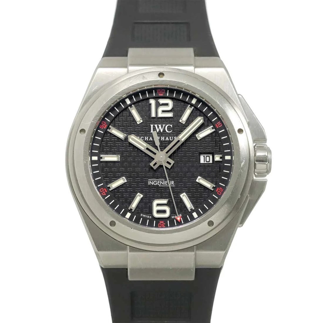 IWC INGENIEUR AUTOMATIC DATE BLACK DIAL WATCH: IWC Ingenieur Automatic Date Black Dial Watch Brand: IWC Type/Style: Wristwatch Material: Stainless steel,Rubber Color: Dial color Black Size: CaseSize Length 56mm(included lag) CaseSize Width