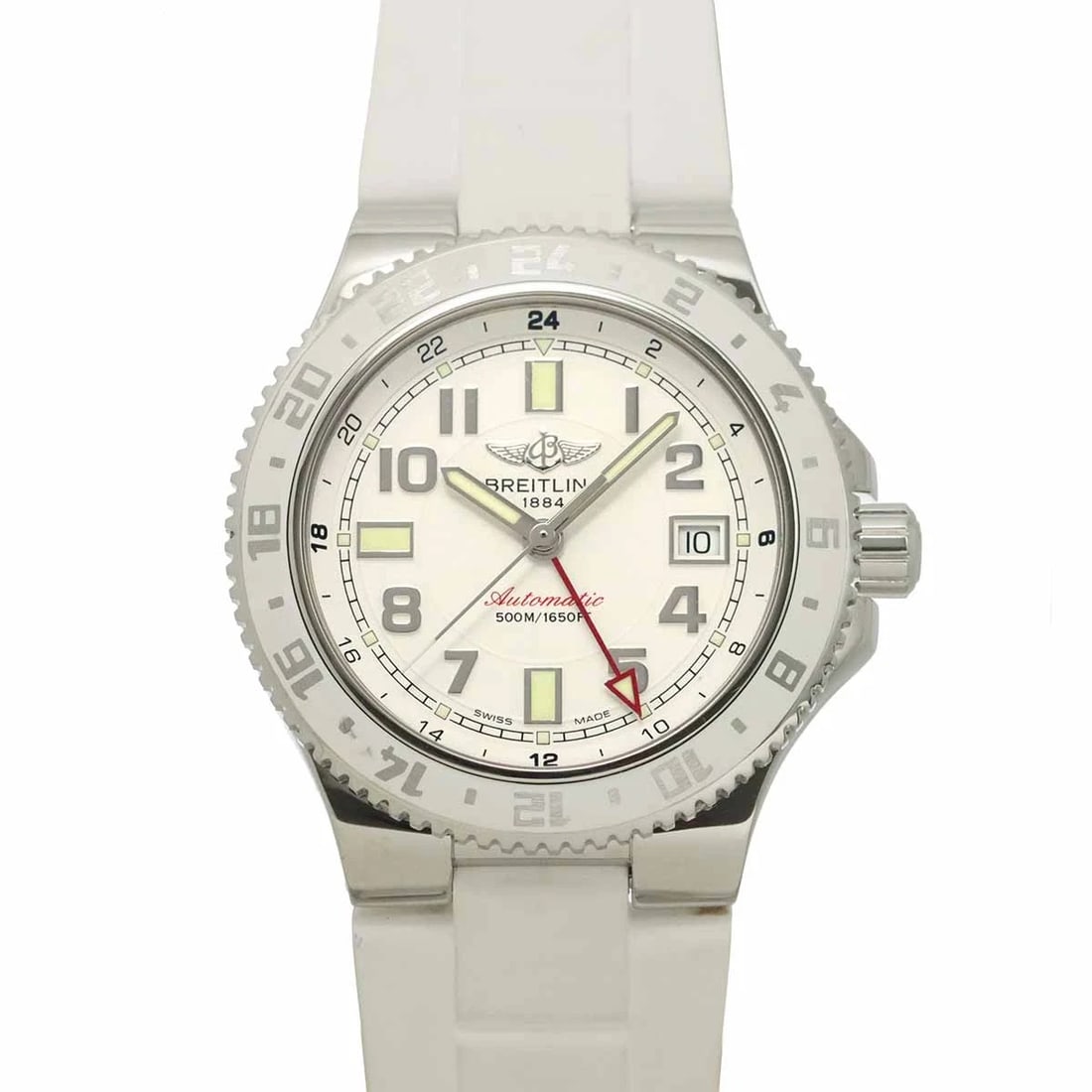 BREITLING SUPER OCEN GMT WHITE DIAL AUTOMATIC WATCH: BREITLING Super Ocen GMT White Dial Automatic Watch Brand: BREITLING Type/Style: Wristwatch Material: Stainless steel,Rubber Color: Dial color White Size: CaseSize Length 47mm(included lag) CaseSize