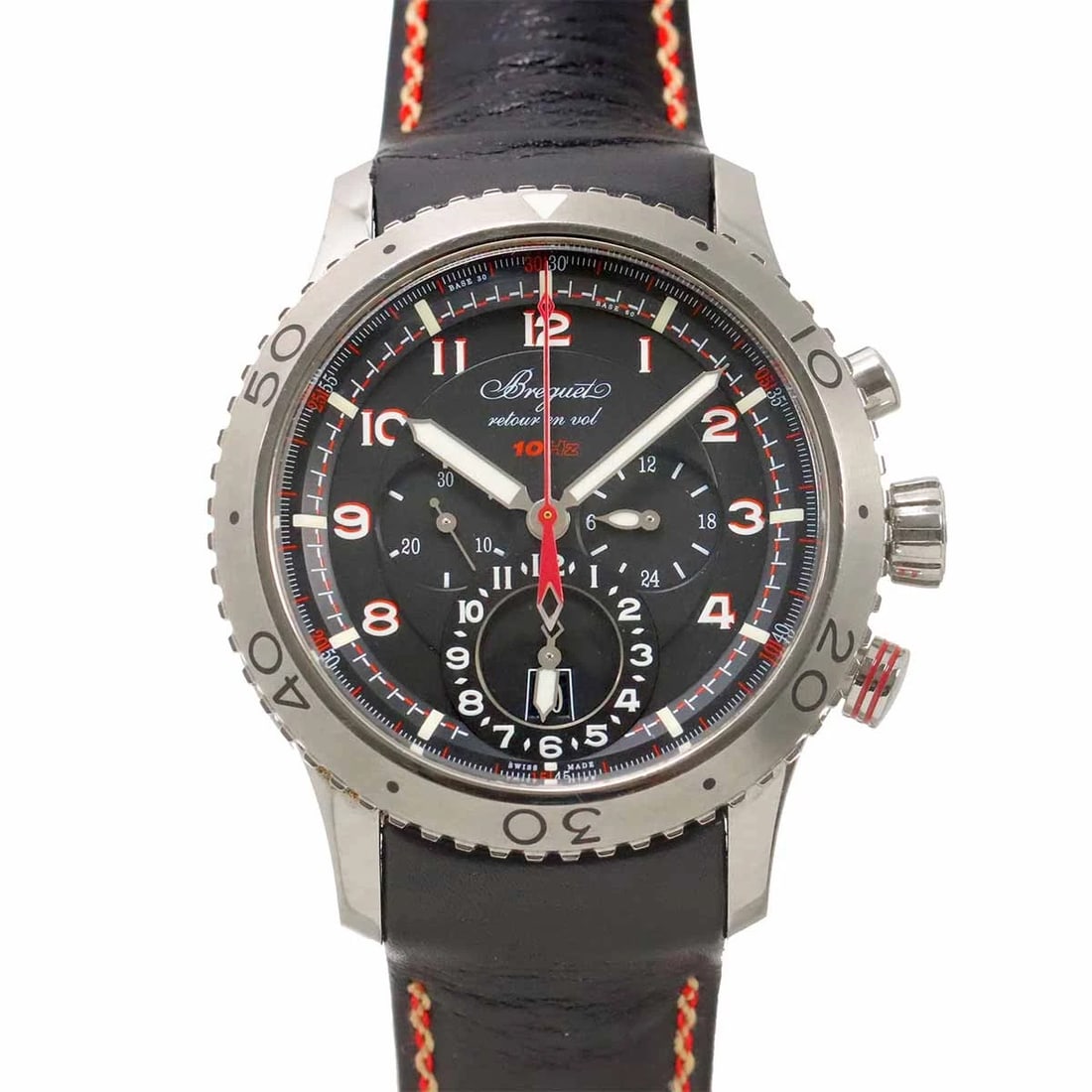 BREGUET TRANSATLANTIQUE BLACK DIAL AUTOMATIC WATCH: Breguet Transatlantique Black Dial Automatic Watch Brand: Breguet Type/Style: Wristwatch Material: Stainless steel,Leather Color: Dial color Black Size: CaseSize Length 54mm(included lag) CaseSize