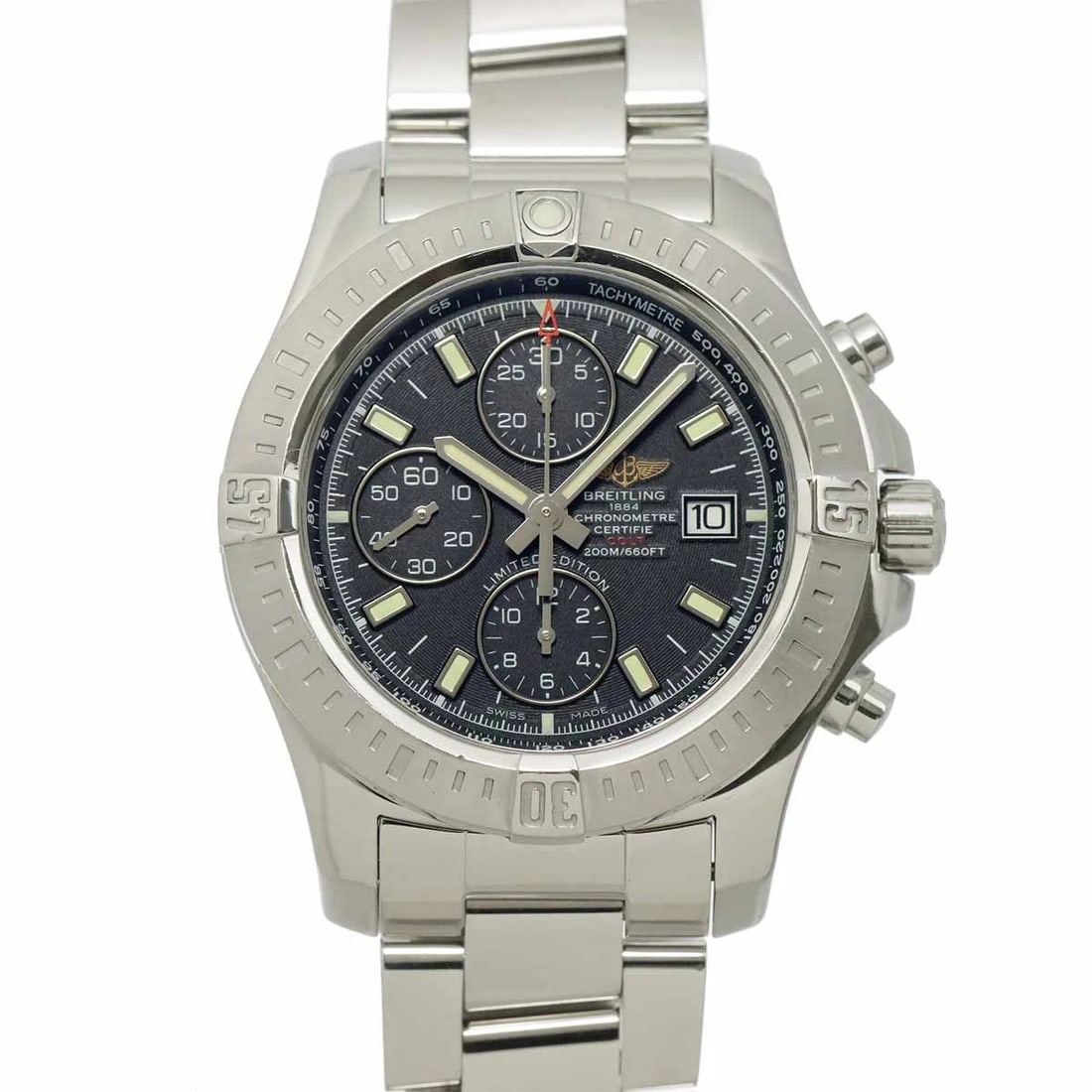 BREITLING COLT CHRONOGRAPH DATE BLACK DIAL WATCH: BREITLING Colt Chronograph Date Black Dial Watch Brand: BREITLING Type/Style: Wristwatch Material: Stainless steel Color: Dial color Black Size: CaseSize Length 54mm(included lag) CaseSize Width