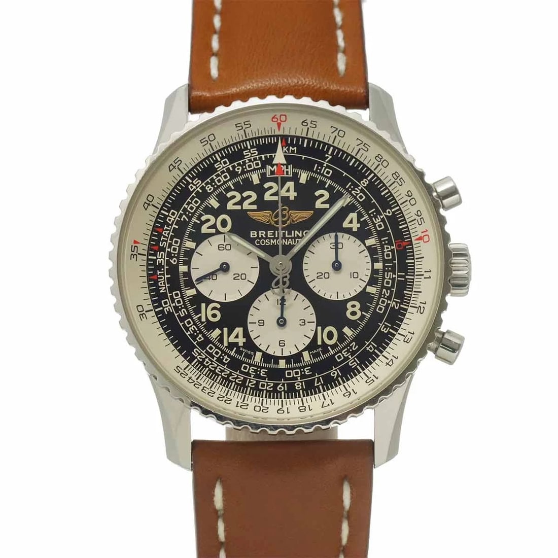BREITLING NAVITIMER COSMONAUTE CHRONOGRAPH BLACK DIAL WATCH: BREITLING Navitimer Cosmonaute Chronograph Black Dial Watch Brand: BREITLING Type/Style: Wristwatch Material: Stainless steel,Leather Color: Dial color Black Size: CaseSize Length 48mm(included lag)