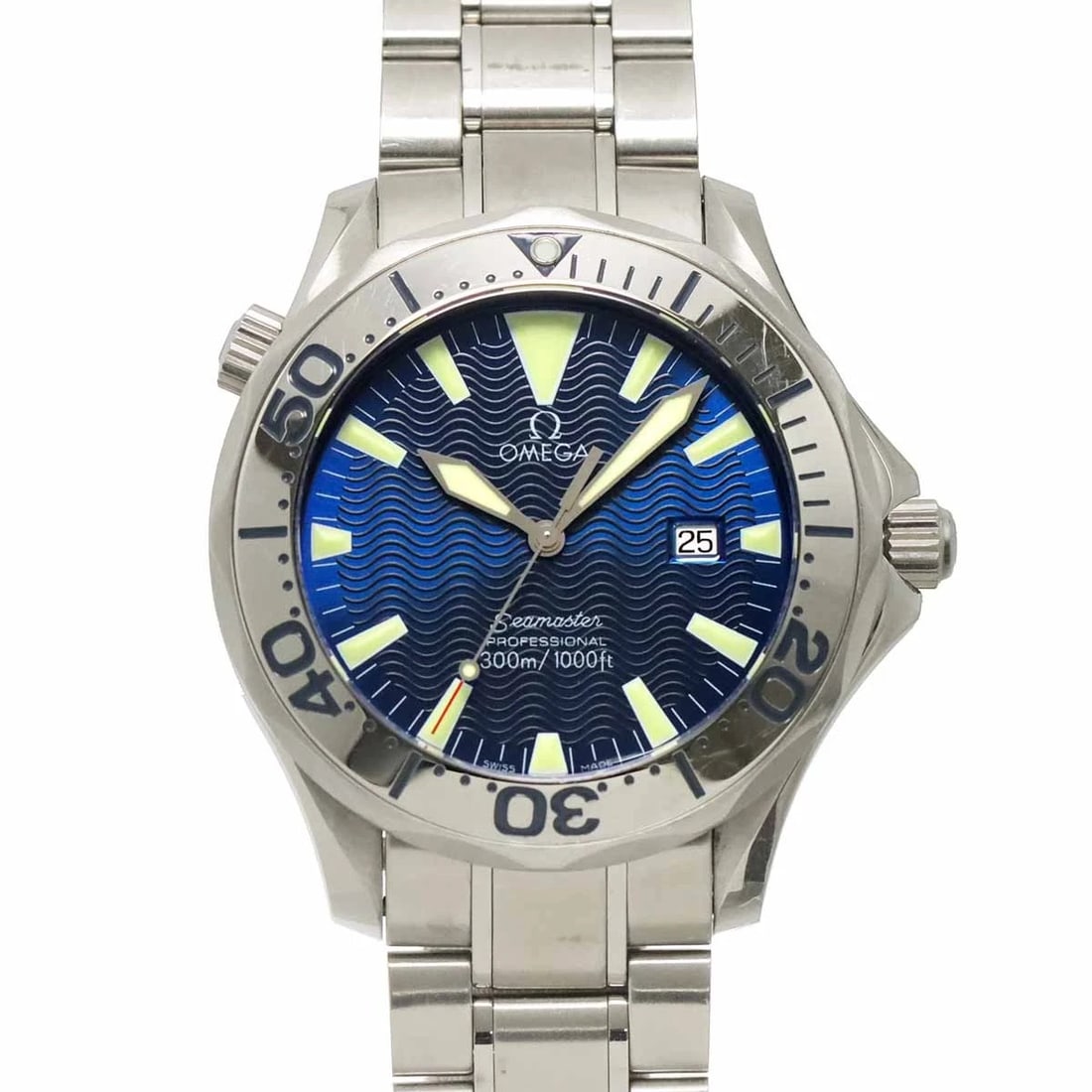 OMEGA SEAMASTER PROFESSIONELL QUARTZ NAVY DIAL WATCH: OMEGA Seamaster Professionell Quartz Navy Dial Watch Brand: OMEGA Type/Style: Wristwatch Material: Stainless steel Color: Dial color Navy Size: CaseSize Length 47mm(included lag) CaseSize Width