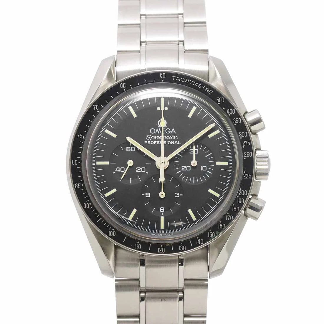 OMEGA SPEEDMASTER PROFESSIONAL MOON WATCH 50 BLACK DIAL WATCH: OMEGA Speedmaster Professional Moon Watch 50 Black Dial Watch Brand: OMEGA Type/Style: Wristwatch Material: Stainless steel Color: Dial color Black Size: CaseSize Length 48mm(included lag) CaseSize Wi