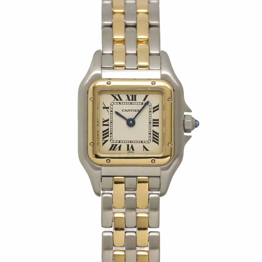 CARTIER PANTHERE TWO ROW SM QUARTZ CREAM DIAL YG WATCH: Cartier Panthere Two Row SM Quartz Cream Dial YG Watch Brand: Cartier Type/Style: Wristwatch Material: Stainless steel,Yellow Gold Color: Dial color Cream Size: CaseSize Length 30mm(included lag)