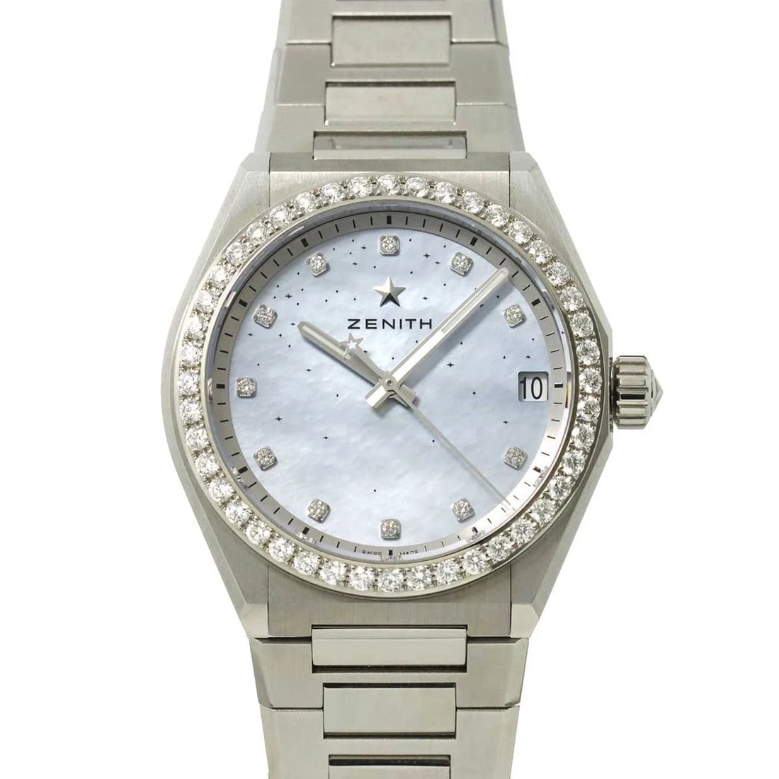 ZENITH DEFY MIDNIGHT AUTOMATIC DIAMOND WATCH: ZENITH Defy Midnight Automatic Diamond Watch Brand: ZENITH Type/Style: Wristwatch Material: Stainless Steel Color: Dial color none Size: CaseSize Length 39mm(included lag) CaseSize Width 35mm(not