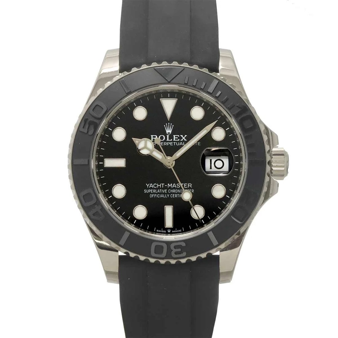 ROLEX YACHT MASTER 42 AUTOMATIC BLACK DIAL WATCH: ROLEX Yacht Master 42 Automatic Black Dial Watch Brand: ROLEX Type/Style: Wristwatch Material: 750 White Gold,Ceramic,Rubber Color: Dial color Black Size: CaseSize Length 50mm(included lag) CaseSize