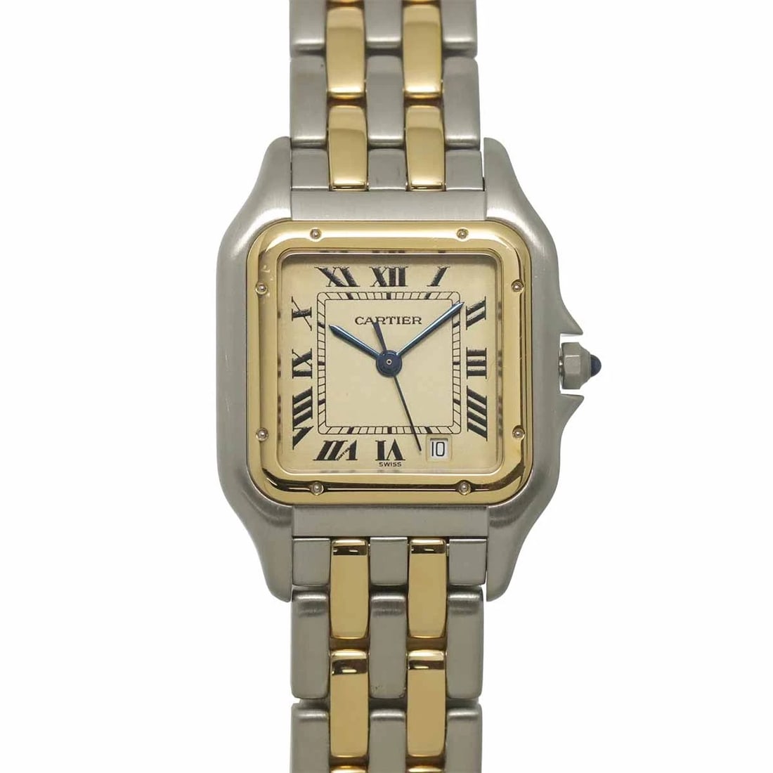 CARTIER PANTHERE MM YG QUARTZ DATE CREAM DIAL WATCH: Cartier Panthere MM YG Quartz Date Cream Dial Watch Brand: Cartier Type/Style: Wristwatch Material: Stainless steel,Yellow Gold Color: Dial color Cream Size: CaseSize Length 36mm(included lag)