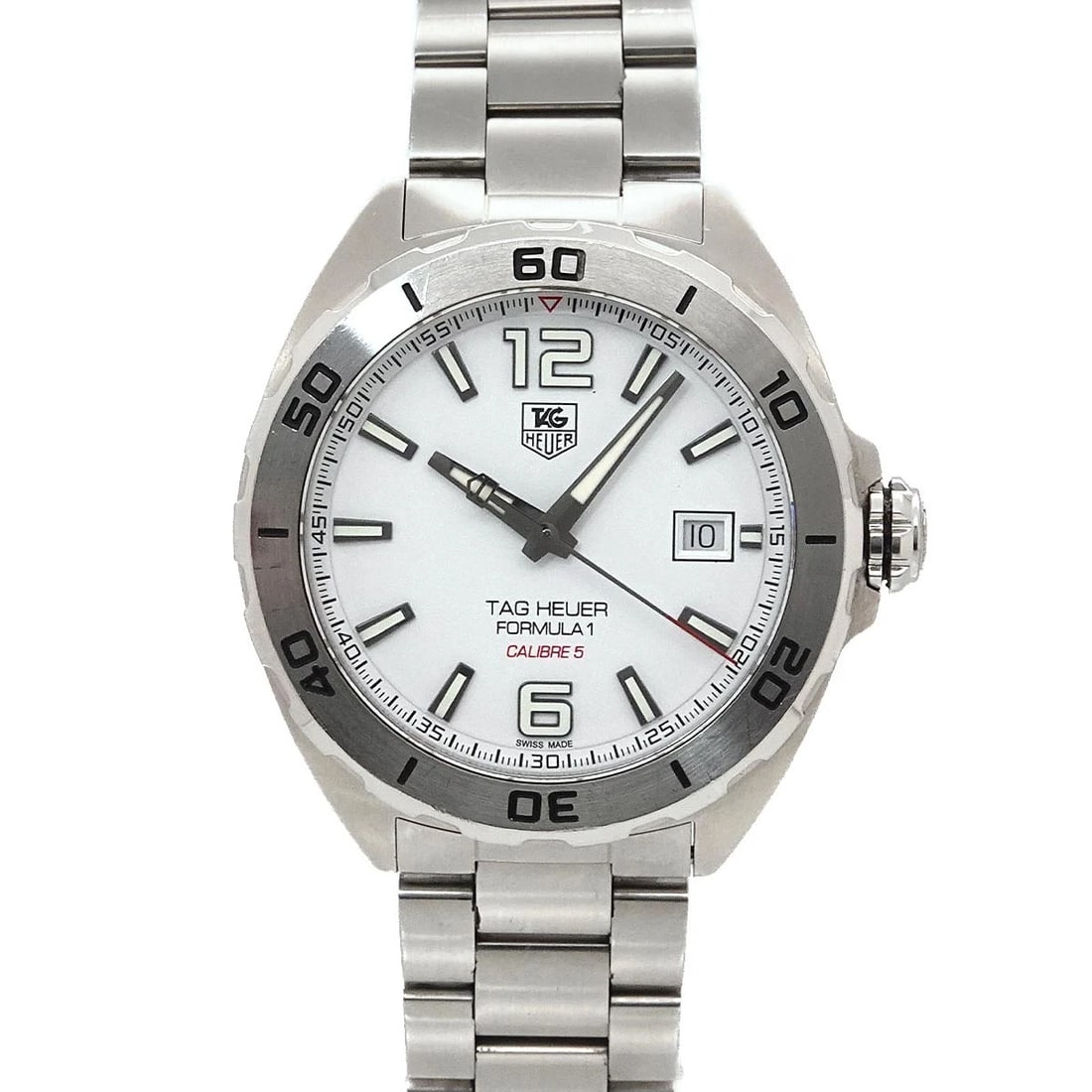 TAG HEUER FORMULA CALIBRE AUTOMATIC WHITE DIAL WATCH: TAG Heuer Formula Calibre Automatic White Dial Watch Brand: TAG Heuer Type/Style: Wristwatch Material: Stainless steel Color: Dial color White Size: CaseSize Length 46mm(included lag) CaseSize Width