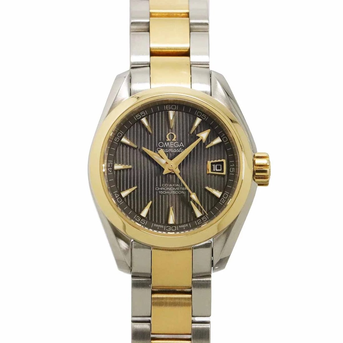 OMEGA SEAMASTER AQUA TERRA DATE GRAY DIAL WATCH: OMEGA Seamaster Aqua Terra Date Gray Dial Watch Brand: OMEGA Type/Style: Wristwatch Material: Stainless steel,Yellow Gold Color: Dial color Gray Size: CaseSize Length 36mm(included lag) CaseSize