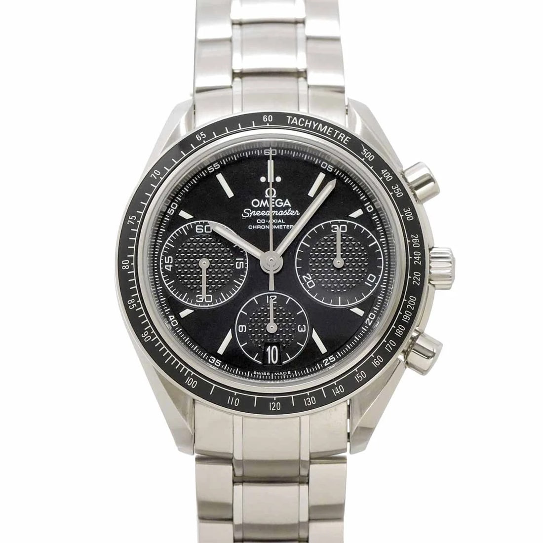 OMEGA SPEEDMASTER RACING BLACK DIAL WATCH: OMEGA Speedmaster Racing Black Dial Watch Brand: OMEGA Type/Style: Wristwatch Material: Stainless steel Color: Dial color Black Size: CaseSize Length 46mm(included lag) CaseSize Width 40mm(not include