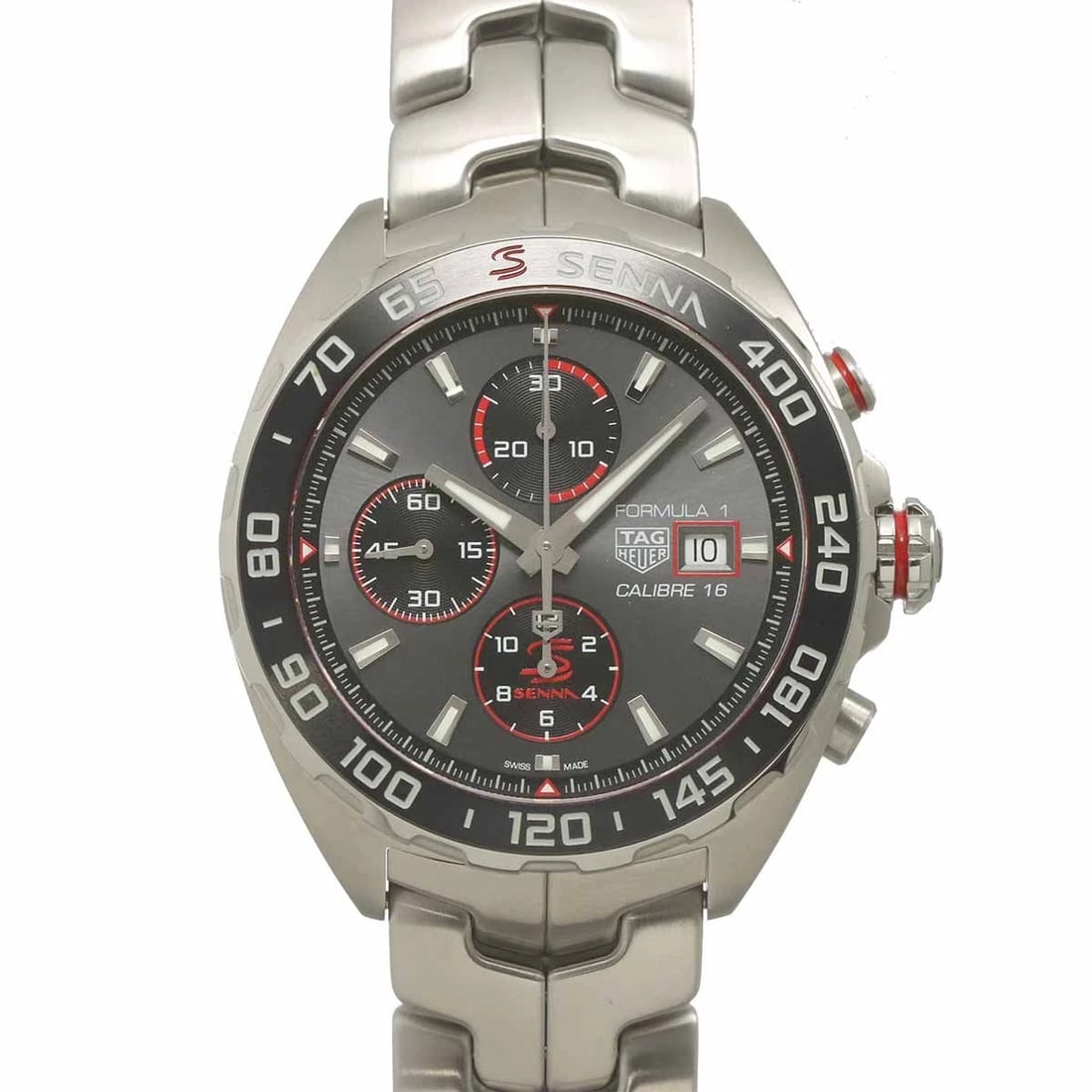 TAG HEUER FORMULA AYRTON SENNA GRAY DIAL CHRONOGRAPH WATCH: TAG Heuer Formula Ayrton Senna Gray Dial Chronograph Watch Brand: TAG Heuer Type/Style: Wristwatch Material: Stainless steel Color: Dial color Gray Size: CaseSize Length 49mm(included lag) CaseSize
