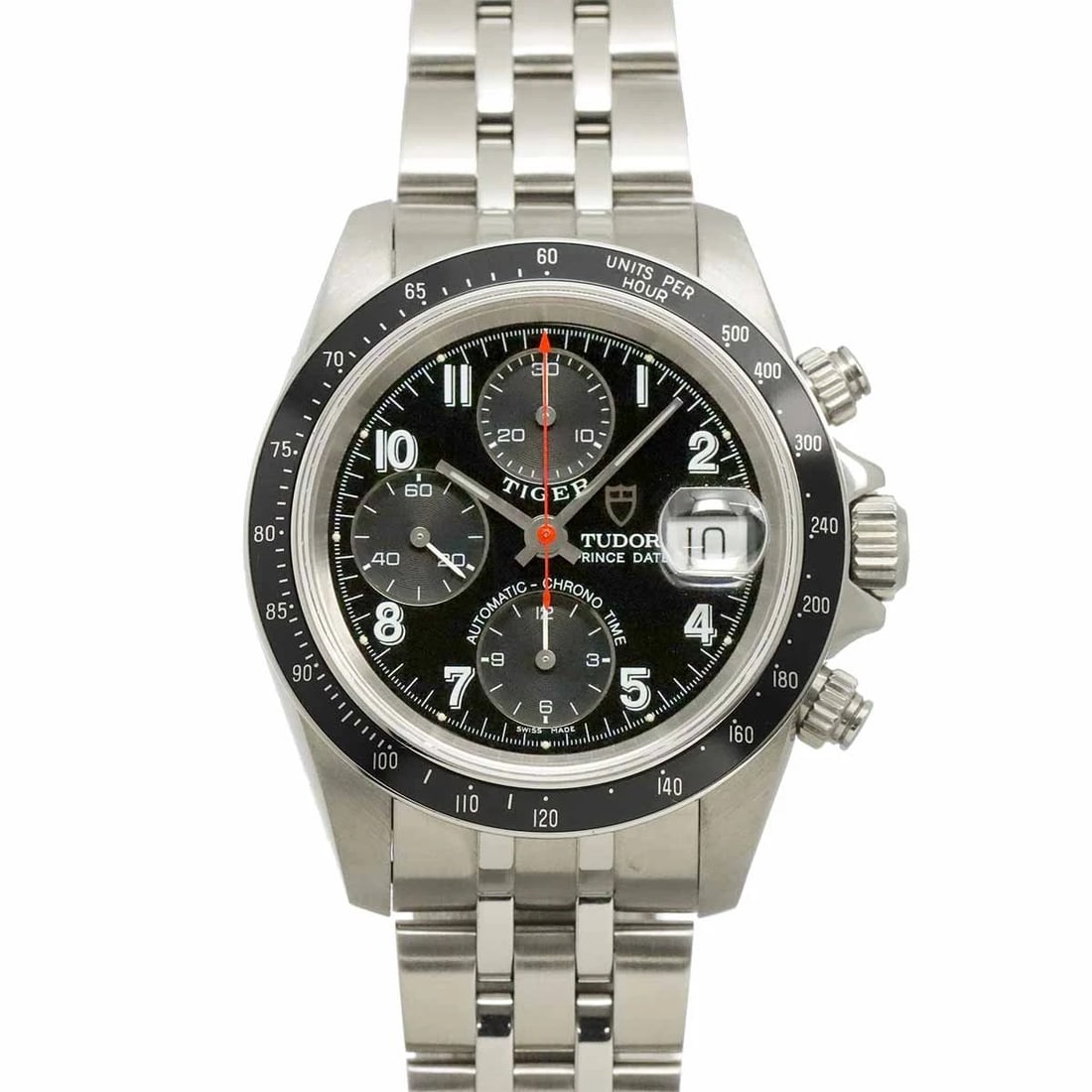 TUDOR CHRONO TIME TIGER CHRONOGRAPH DATE AUTOMATIC BRACK DIAL WATCH (1 of 4)
