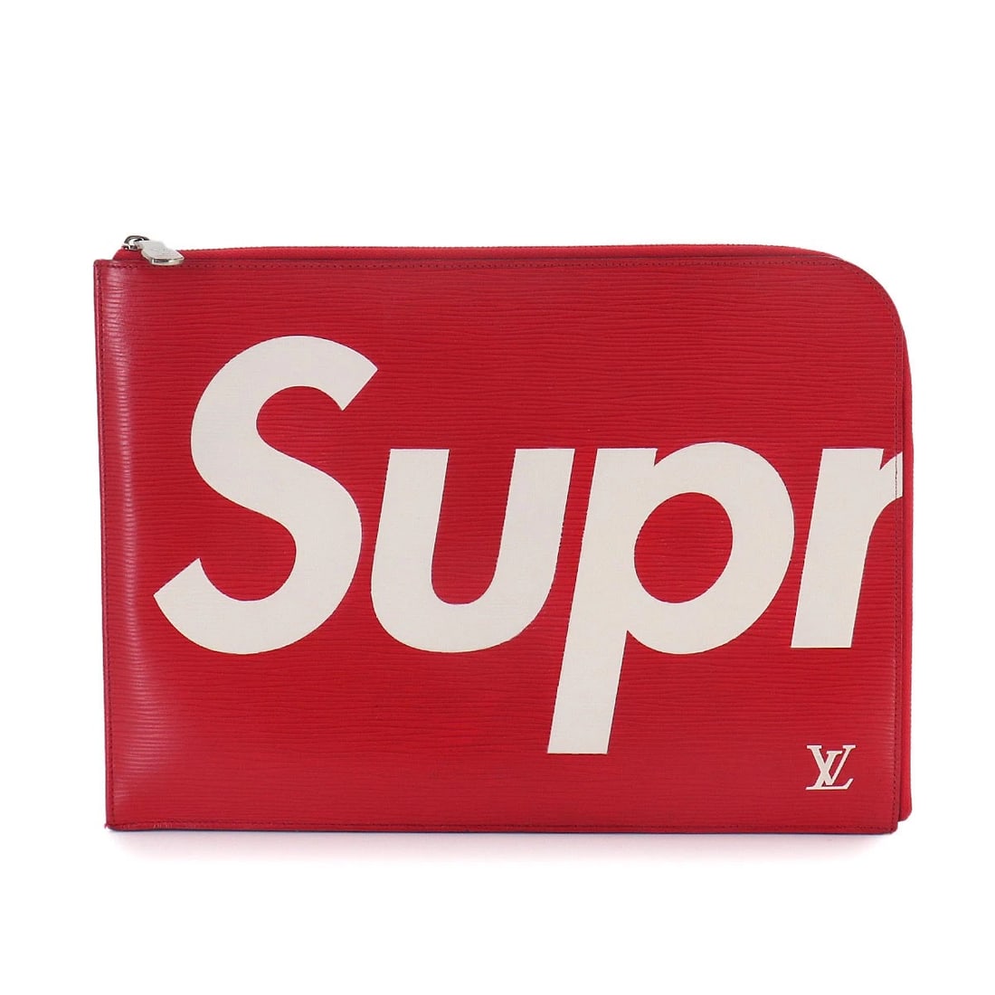 LOUIS VUITTON SUPREME EPI POCHETTE JOUR GM CLUTCH BAG: LOUIS VUITTON Supreme Epi Pochette Jour GM Clutch Bag Brand: LOUIS VUITTON Type/Style: Clutch Bag Material: Epi Leather Color: Red , White Size: W 13.58 inch, H 9.84 inch, D 0.39 inch Accessories: