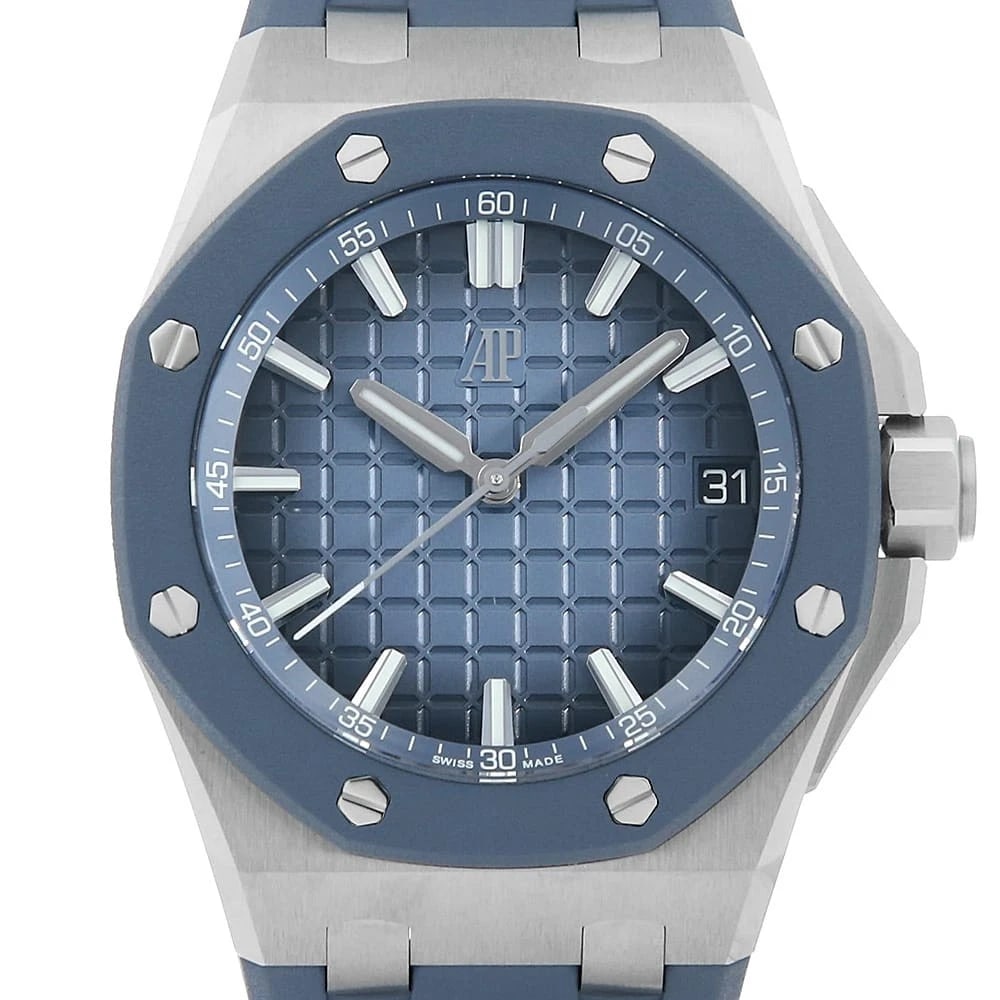 AUDEMARS PIGUET ROYAL OAK OFFSHORE AUTOMATIC WATCH: AUDEMARS PIGUET Royal Oak Offshore Automatic Watch Brand: AUDEMARS PIGUET Type/Style: Wrist watch Material: Band Material rubber, Case Material Stainless Steel Color: Dial Color Blue Size: Case:W43mm 
