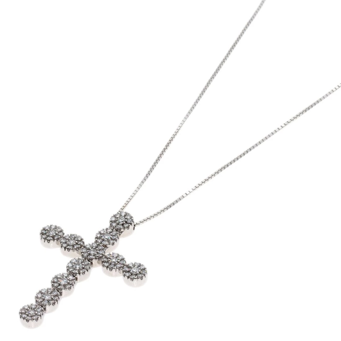 DAMIANI DIAMOND NECKLACE K18 WHITE GOLD: Damiani Diamond Necklace K18 White Gold Brand: Damiani Type/Style: Necklace Material: K18 White Gold, Main Stone Natural Color: Silver Size: Chain Length:16.7inch/42.5cm Chain Width:0.4inch/0.9mm Top 