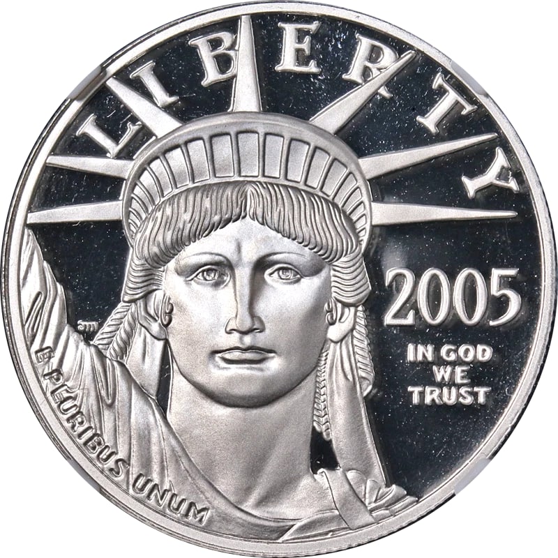 2005-W PLATINUM AMERICAN EAGLE $100 ULTRA CAMEO BROWN (1 of 2)