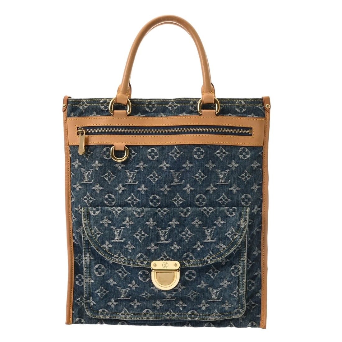 LOUIS VUITTON FLAT SHOPPER MONOGRAM DENIM DENIM BLUE TOTE BAG: LOUIS VUITTON Flat shopper Monogram denim denim blue Tote Bag Brand: LOUIS VUITTON Type/Style: Tote Bag Material: denim Color: blue Size: H:about 14.6inch W:about 13.0inch Accessories: None Accessorie