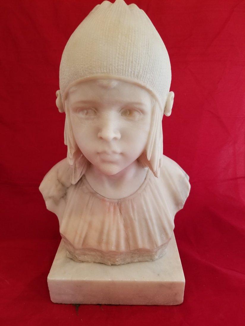 19th century Young Girl Alabaster bust (1 of 7)