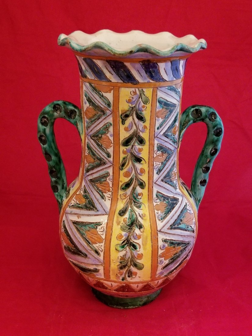 Antique Old Italian colorful Terracotta Vase (1 of 8)