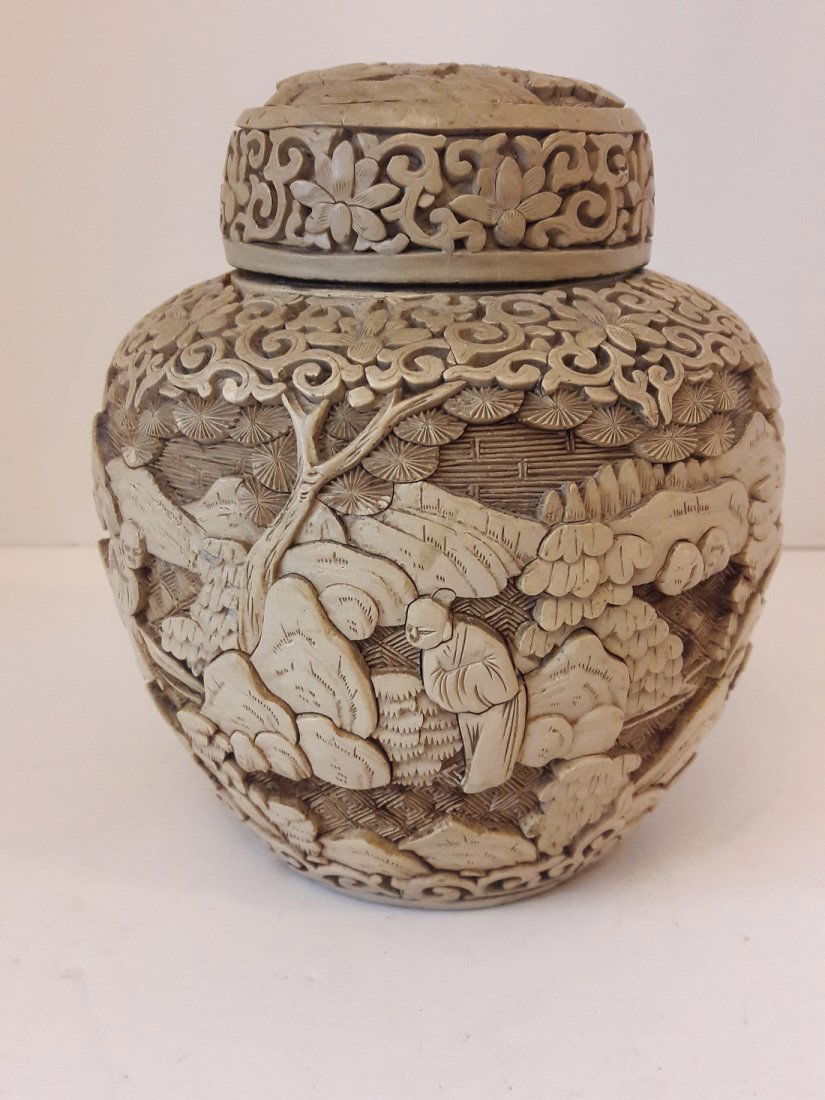 19th century Antique white Chinese cinnabar ginger jar (1 of 10)