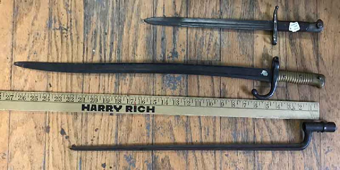 3 ANTIQUE BAYONETS: 3 antique bayonets from 3 different periods and armies. Length's 16"l. 23"l. and 27.5" Ideal for any collection of Medieval Renaissance Gothic militaria sword arms armor rapier armour 1500s 1600s "14t