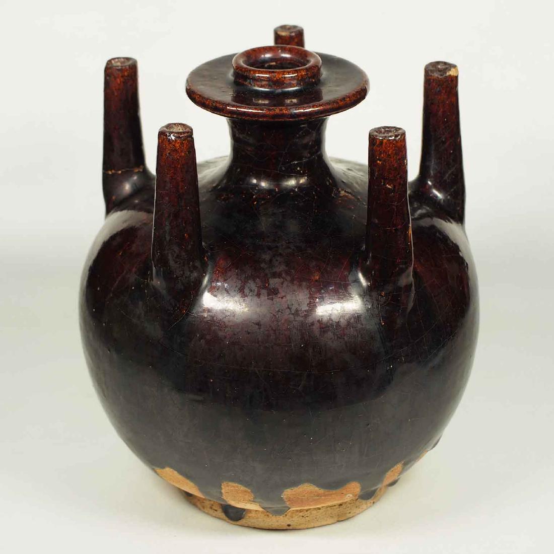Black Glaze vessel, Song Dynasty. Globular Five Tubes (1 of 10)