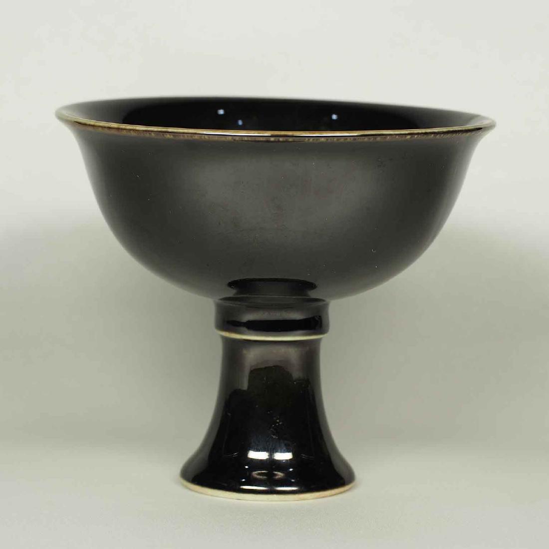 Black Glaze Stemcup, Kangxi Period Mark, Qing Dynasty (1 of 8)