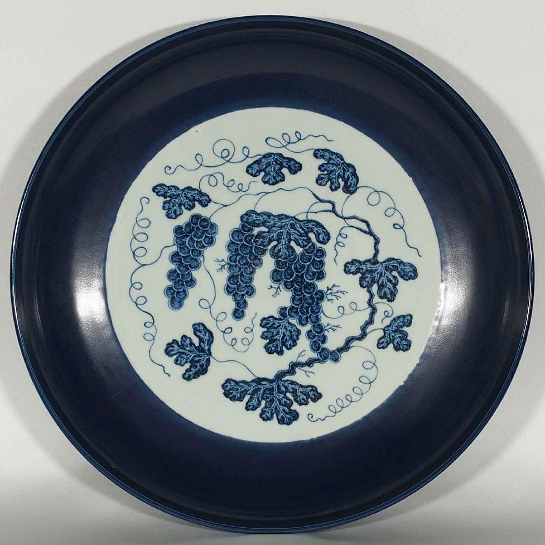 (TL) Blue-rim Charger with Grapes, Yongle Ming Dynasty (1 of 12)