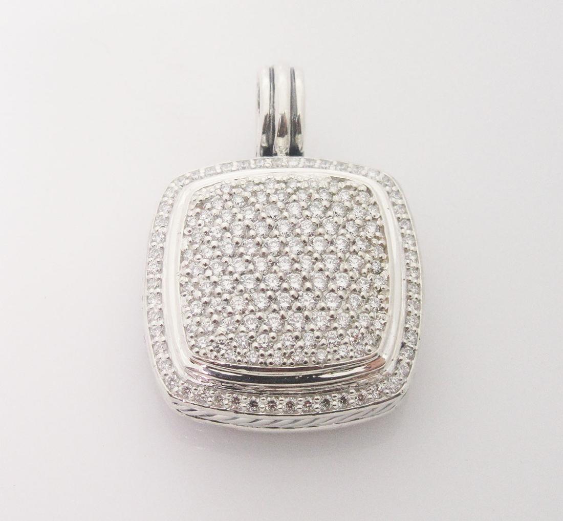 DAVID YURMAN 925 Sterling w/Diamond Albion Pendant: DAVID YURMAN 925 Sterling Silver Albion Pendant w/Diamonds sz/large Brand: DAVID YURMAN Metal:925 Sterling Silver Stones: Diamonds Diamonds : Pave Diamonds over TCW 2.5 Measurement of the Pave Diamond