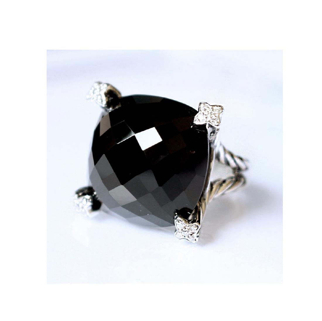 David Yurman Sterling Silver Chatelaine Black Onyx 15mm: David Yurman Sterling Silver Chatelaine Black Onyx 15mm Diamond Ring Sz7 Metal: Sterling Silver Stone: Black Onyx 15mm. Diamond: 0.15tcw Size: 7 Condition: Like new Comes with DY pouch