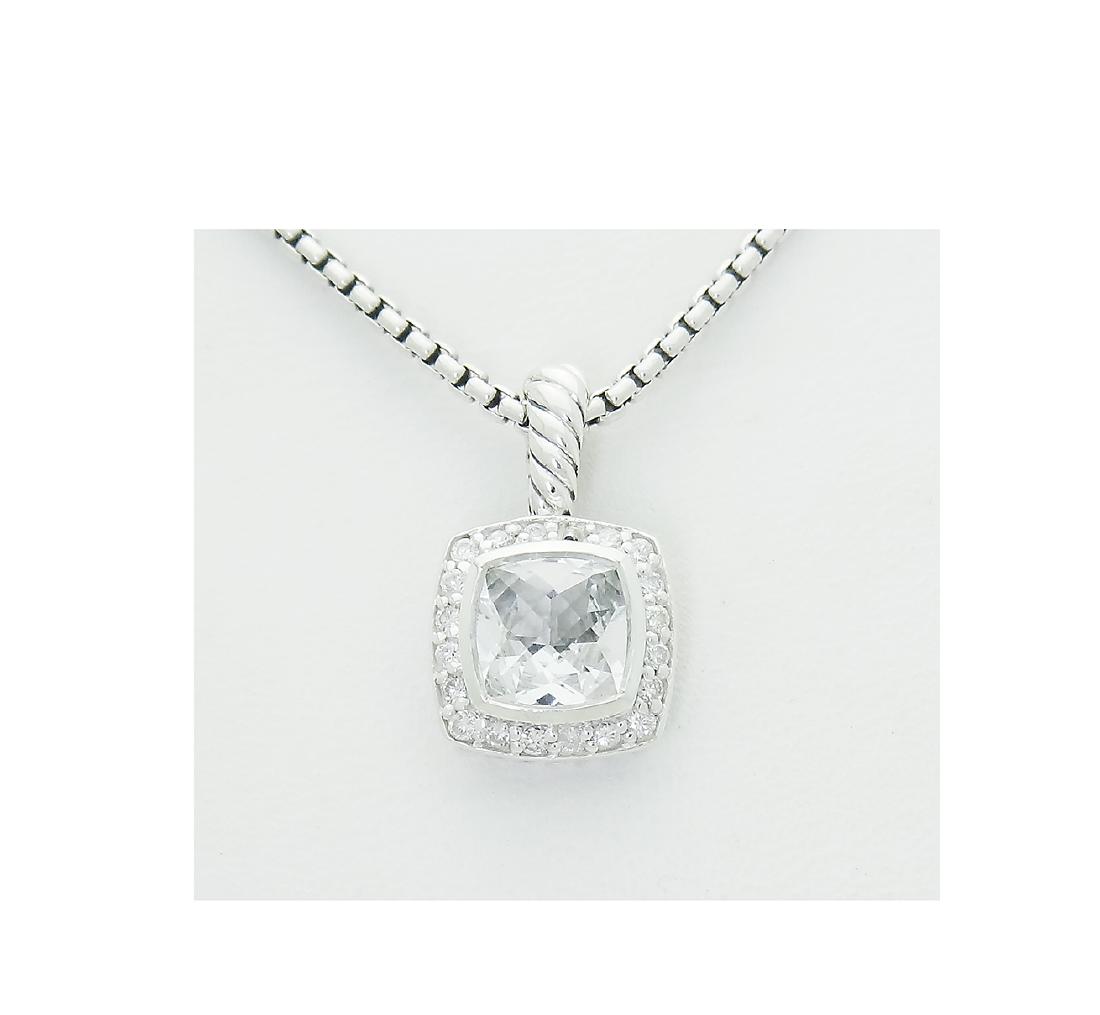 David Yurman 925 Sterling Silver Albion White Topaz: David Yurman 925 Sterling Silver Albion White Topaz Diamond Pendant Retail Price: $750 Brand: David Yurman Material: 925 Sterling Silver Stone: Faceted White Topaz (7mm.) Diamonds: 0.17tcw Pendant: 11