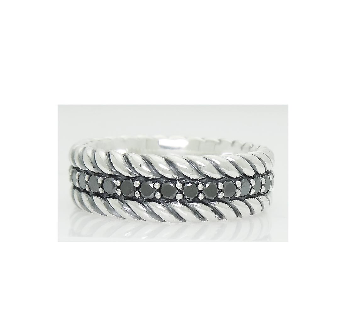 David Yurman Sterling Silver & Black Diamond Men’s: David Yurman Sterling Silver & Black Diamond Men’s Cable Ring Size 10 Metal: Sterling silver Stone: Black Diamonds Comes with DY original pouch