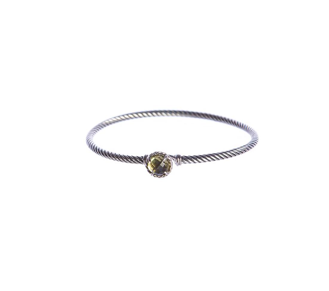 David Yurman Sterling Silver 3mm Chatelaine Citrine: David Yurman Sterling Silver 3mm Chatelaine Citrine Bracelet .Retail price: $375 .Metal: Sterling Silver .Stone: Faceted Citrine .Cable width:3mm. .Size: Large .Condition: Like new .Comes with DY pouc
