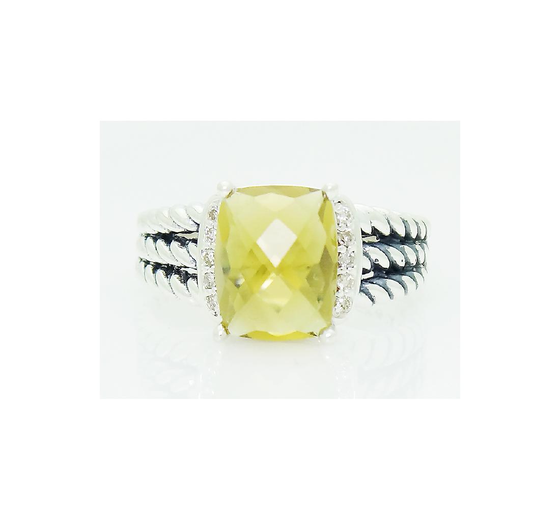DAVID YURMAN Petite Wheaton Sterling Silver Citrine &: DAVID YURMAN Petite Wheaton Sterling Silver Citrine & Diamonds Ring Sz6 .Brand: David Yurman . Material: 925 Sterling Silver .Stone: Faceted Citrine 10mm. x 8mm. .Diamond: 0.08TCW .Size: 6 .Condition: