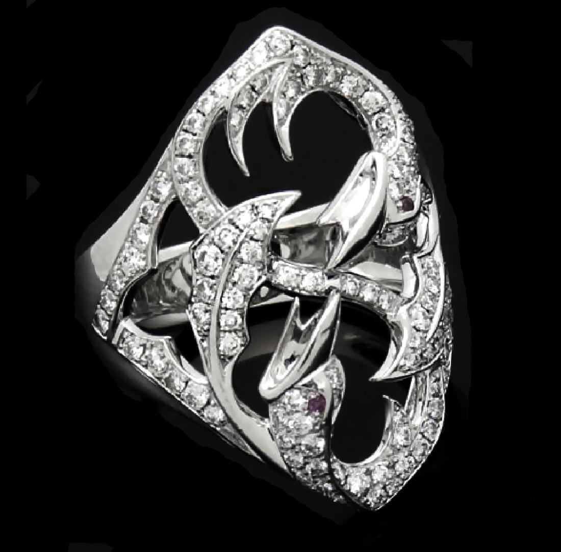 Stephen Webster 18k Gold Round Cut Diamond Birds: Stephen Webster 750 (18k) White Gold Brilliant Round Cut Diamond Birds Ring Size 7 Designer: Stephen Webster Stones & Gems: Brilliant Round Cut Diamonds Total Item Weight: 10g Size: 7 Measurements: 26
