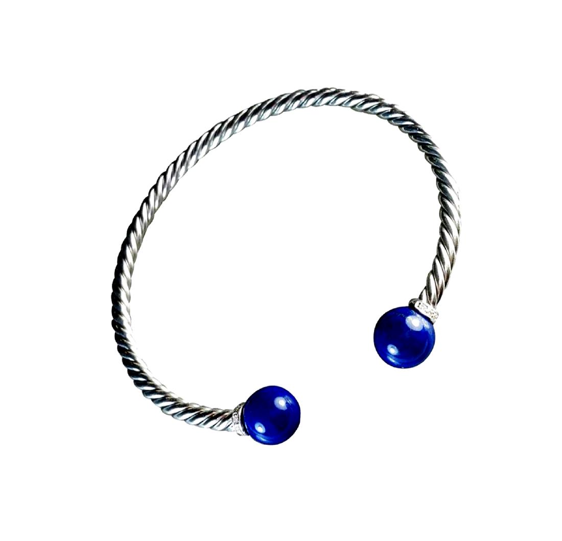 David Yurman 925 Sterling Silver Solari Lapis Lazuli &: David Yurman 925 Sterling Silver Solari Lapis Lazuli & Diamonds Bracelet Retail Price: $525 Brand: David Yurman Material: 925 Sterling Silver Stones: Lapis Lazuli 9mm. Pavé diamonds, 0.05 total carat