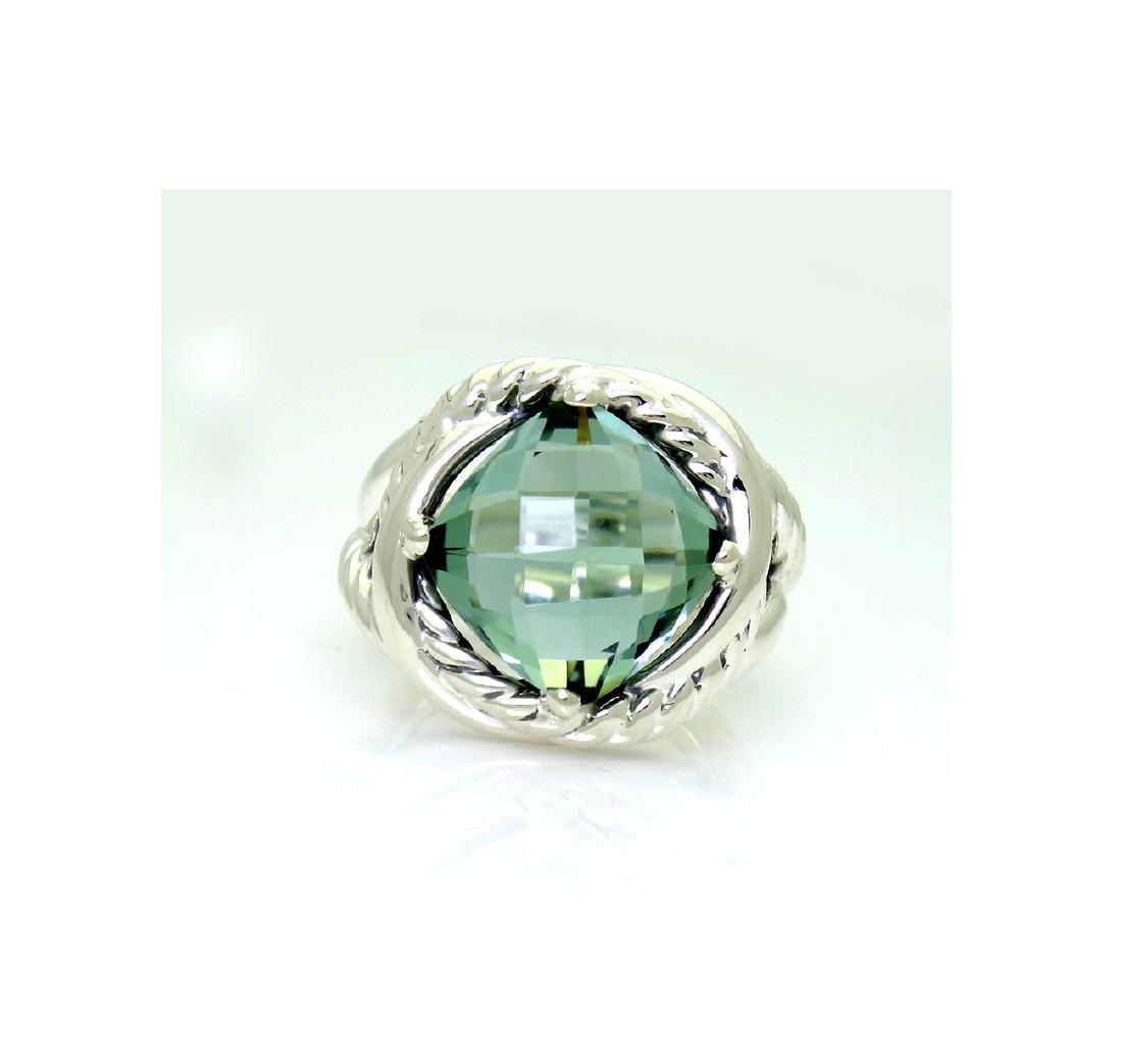 DAVID YURMAN Sterling Silver Infinity Prasoilite 11mm.: DAVID YURMAN Sterling Silver Infinity Prasoilite 11mm. Ring Sz7 Retail price: $750 Brand: David Yurman Collection: Infinity Material: 925 Sterling Silver Stone: Faceted Prasiolite 11mm. Size: 7 Condit