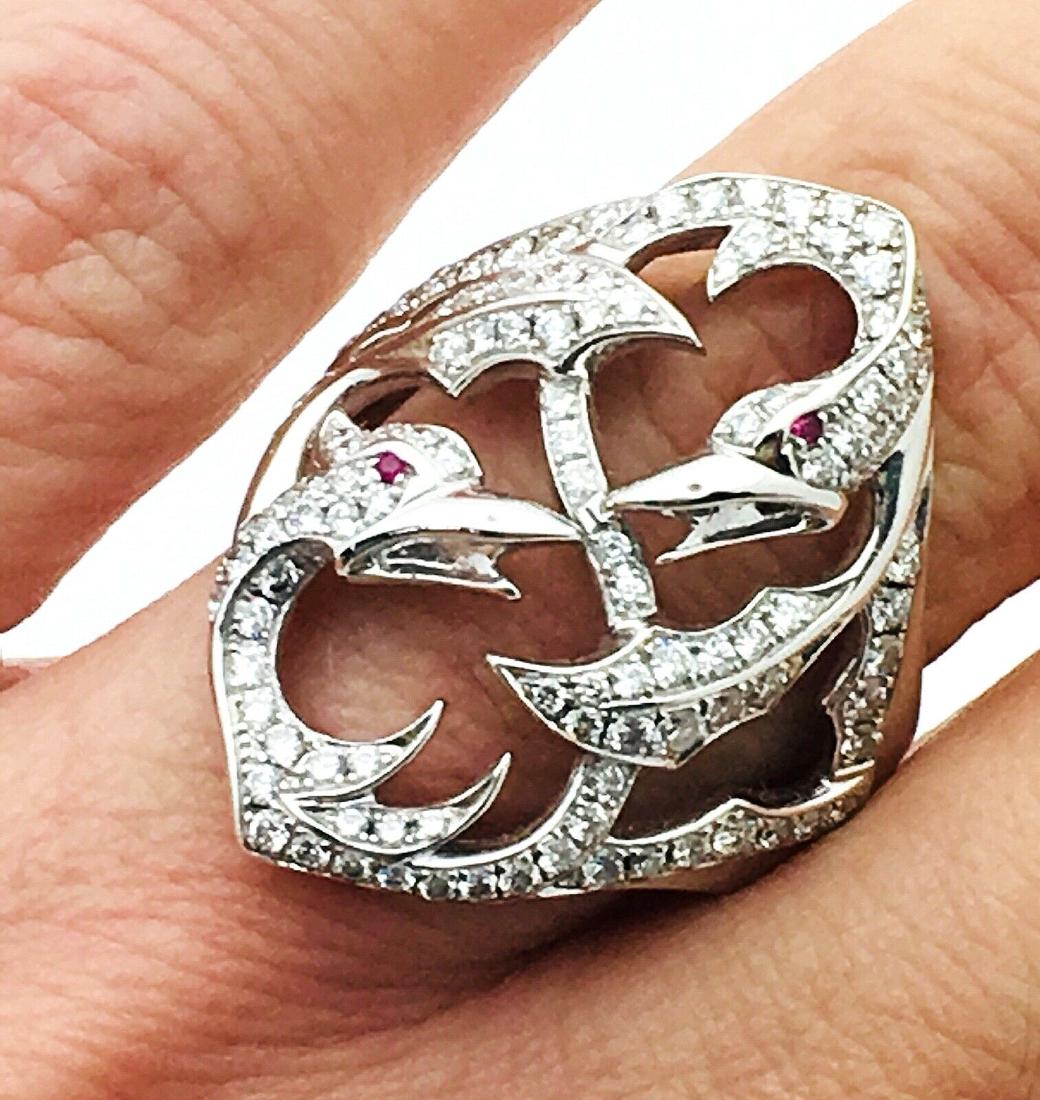 Stephen Webster 18k White Gold Round Cut Diamond Bird: Stephen Webster 18k White Gold Round Cut Diamond Birds Ring Sz 7. Condition is Pre-owned weight 9.9g