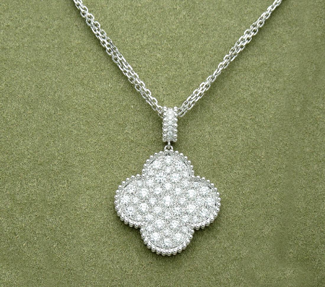Van cleef diamond alhambra necklace online